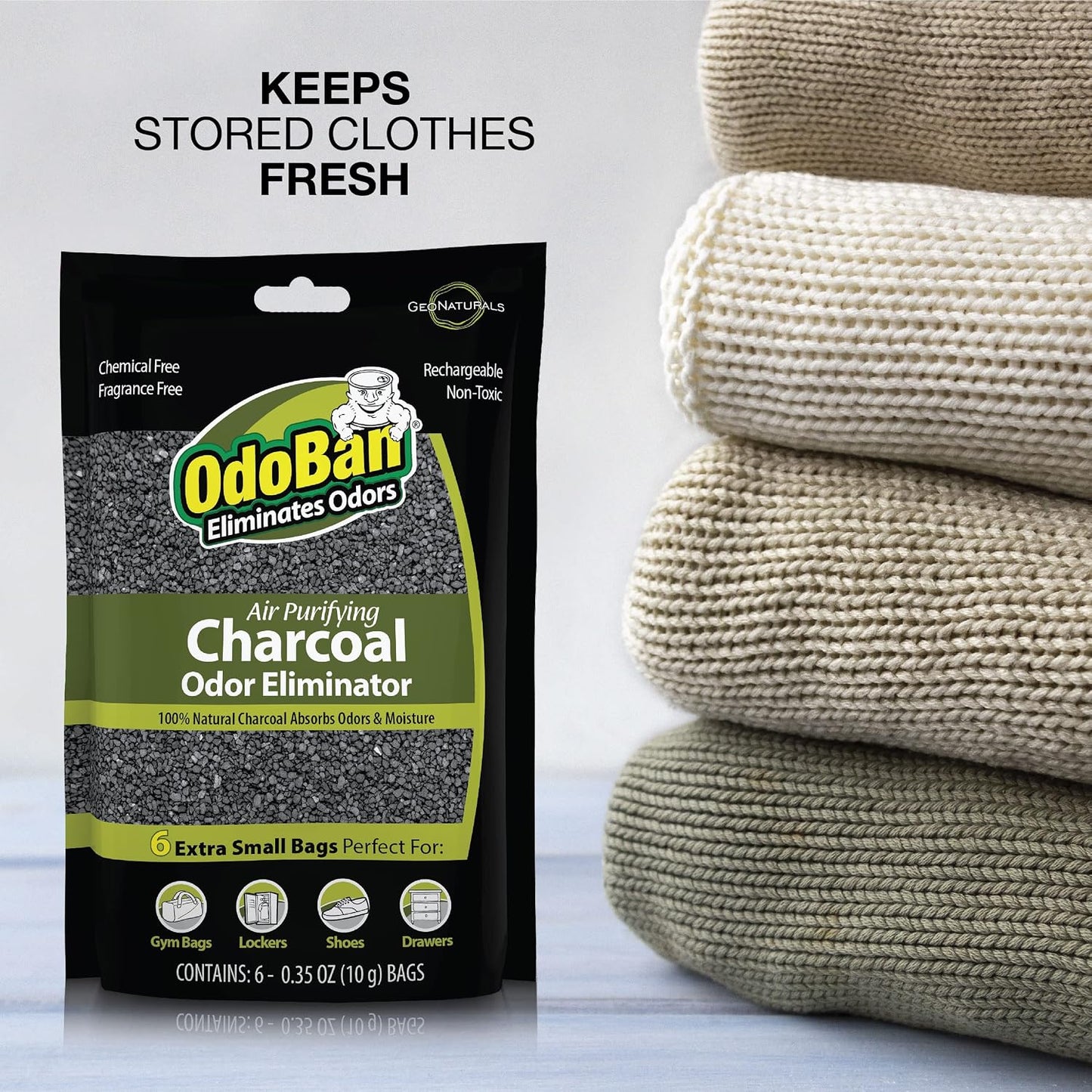 OdoBan Air Purifying Charcoal Natural Odor Eliminator, Non-Toxic Formula, Made in the USA, Fragrance Free, 200 Gram Bag