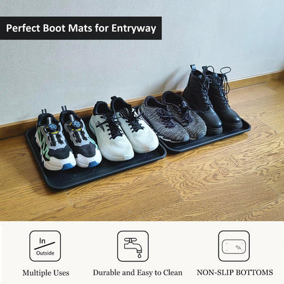 Boot Tray for Entryway Indoor, 3 Pack Wet Shoe Trays for Floor Protection, Non-Slip Plastic Boot Shoe Mat Tray w/Lip, Mudroom(13.7 inx10.8 inx1.2in)