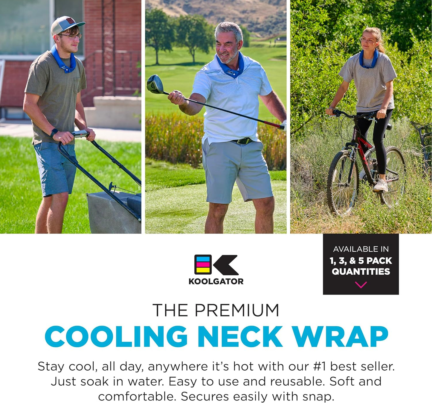 KOOLGATOR Evaporative Cooling Neck Wrap, Blue Paisley, 1 Pack | Reusable Neck Cooler with Long Lasting Relief During Hot Weather Activities, Sports, & Outdoor Work