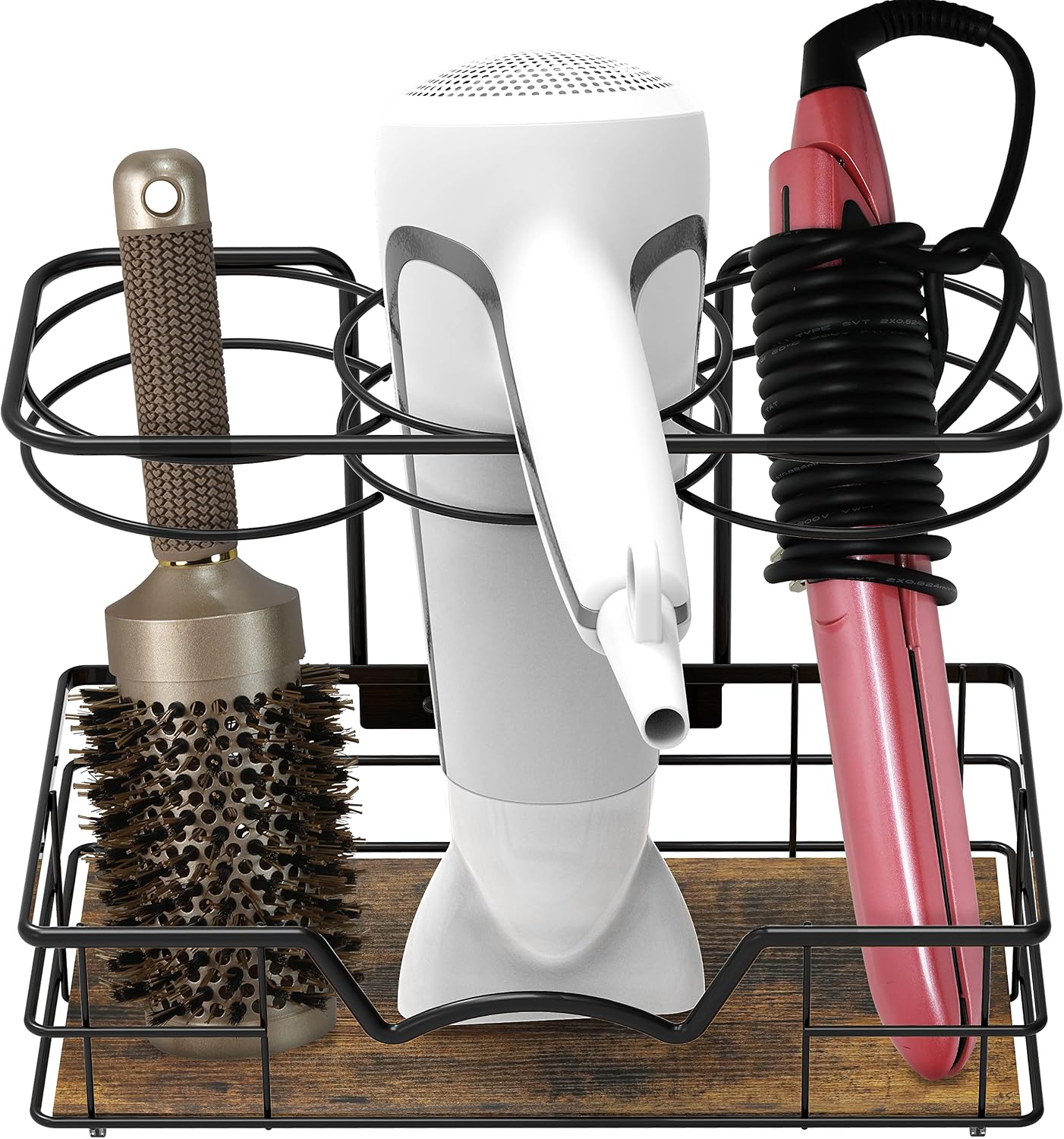 Simple Houseware Countertop Hair Tools Organizer, Walnut