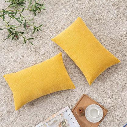 GAWAMAY Lumbar Support Pillow Decorative Rectangle Throw Pillow Covers 12"x20" Inch Set of 2, Soft Chenille Fall Pillowcase for Living Room Bedroom Sofa Couch Cushion Cover Grey 30x50cm (No Insert)