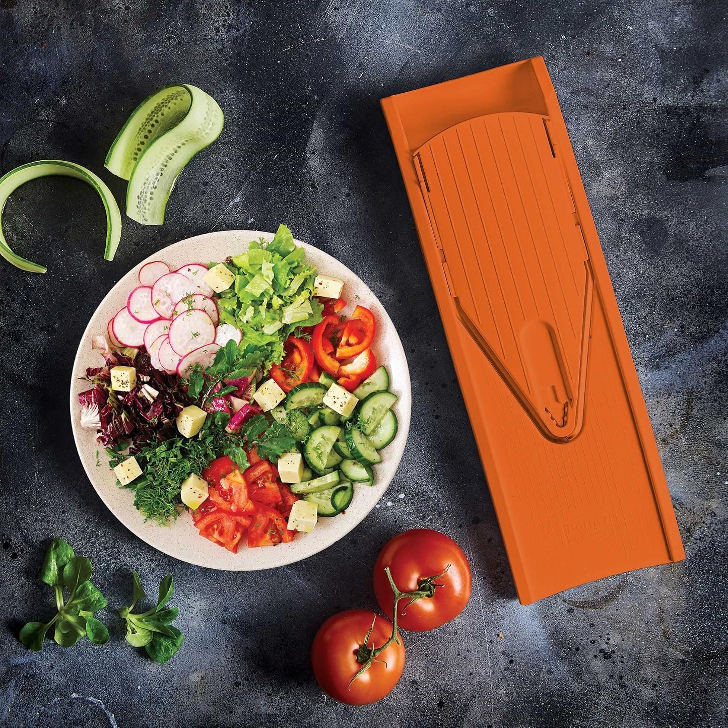 Börner Mandoline Slicer V1 (Basis Set) • V-Slicer with 2 Inserts & Fruit Holder • Adjustable Kitchen Slicer for Vegetables & Fruits • Vegetable Cutter • 3 Thickness Settings • Color: Red
