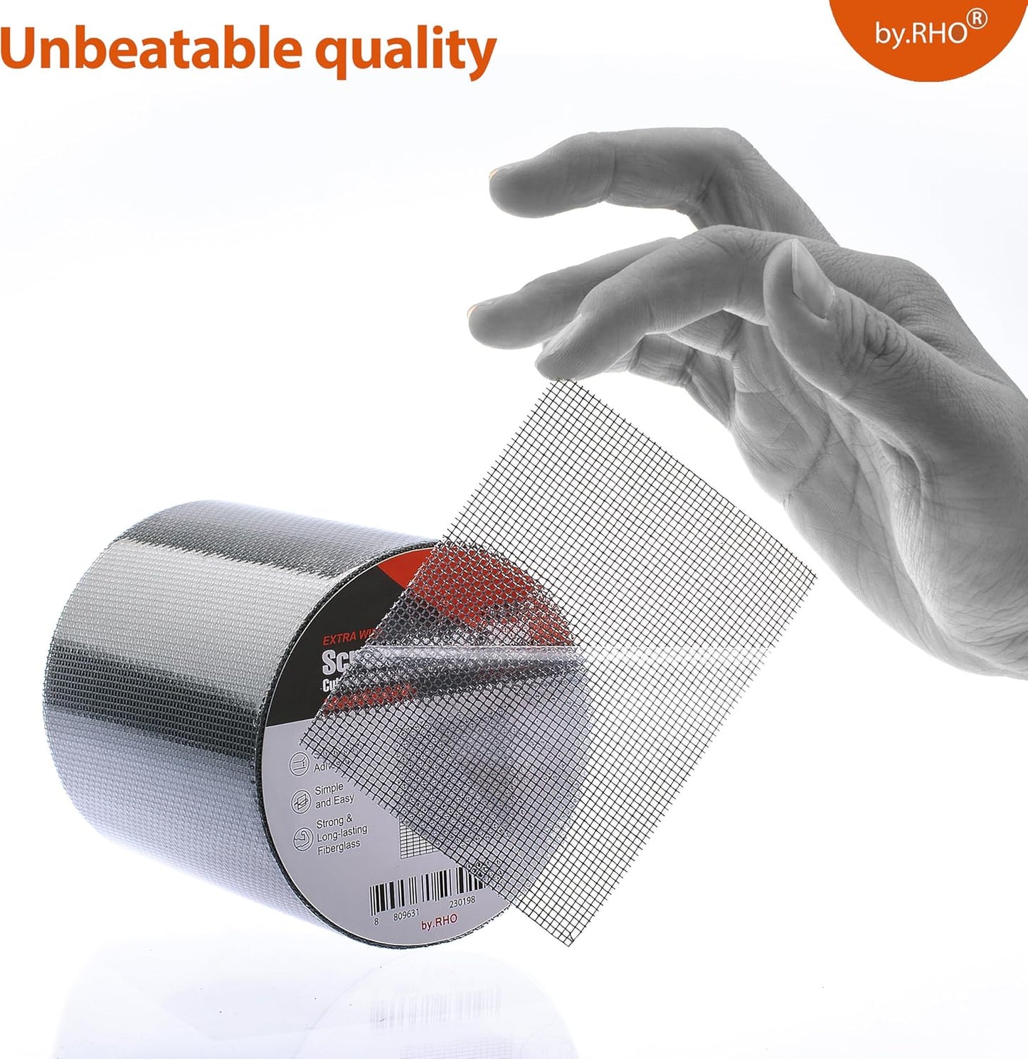 by.RHO Screen Repair Tape – Strong Self-Adhesive Window & Screen Door Repair Kit, Fiberglass Screen Patch 2"×33ft, Easy Cut and Apply, Indoor-Safe Adhesive, All-Weather (Black)