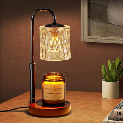 Briever Dimmable Candle Warmer Lamp with Timer, Height Adjustable Electric Candle Wax Warmer, Christmas Birthday Gifts for Women Mom, House Warming Gifts New Home Room Decor, Black Solid Wood Base