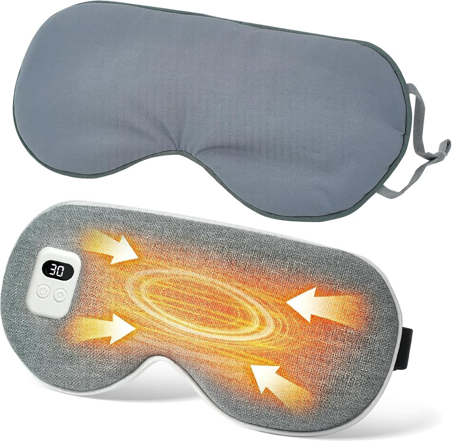 Cordless Heated Eye Mask, 5 Temperature & 5 Timer Settings, Warm Compress Eye Mask for Dry Eyes Eye Strain Headache Relief, Improve Sleep, Heating Eye Mask with Extra Bonus Eye Cover, Dark Gray