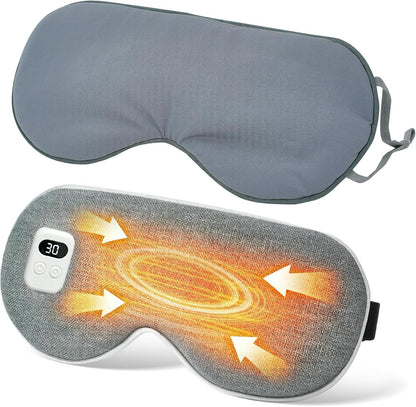 Cordless Heated Eye Mask, 5 Temperature & 5 Timer Settings, Warm Compress Eye Mask for Dry Eyes Eye Strain Headache Relief, Improve Sleep, Heating Eye Mask with Extra Bonus Eye Cover, Dark Gray