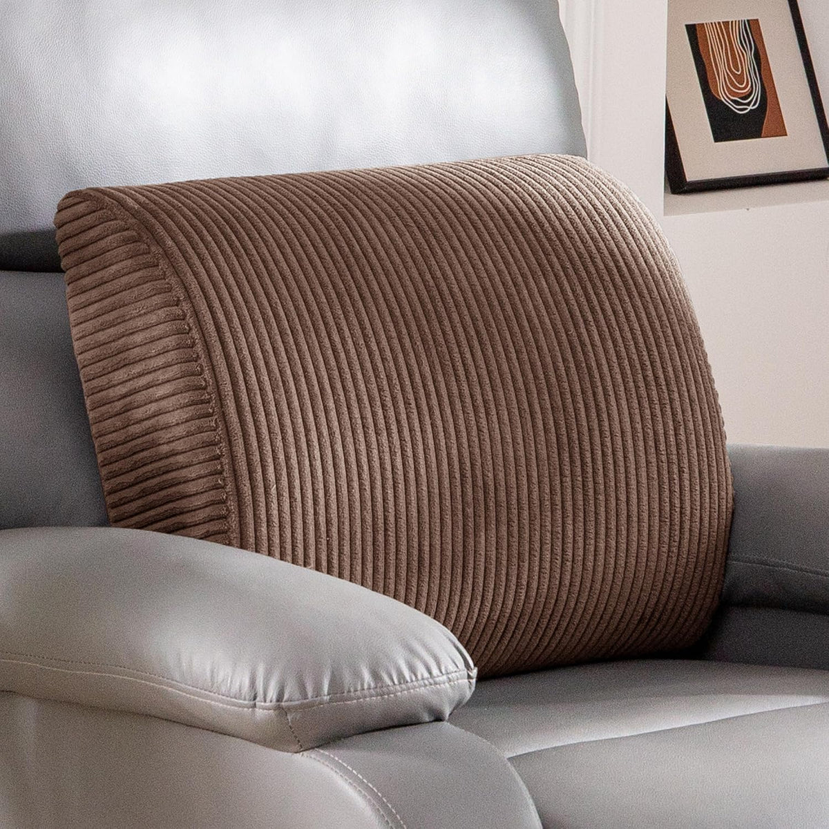 HIGOGOGO Lumbar Support Pillow for Recliner Chair/Accent Chair/Couch, Memory Foam Back Support Cushion for Elderly, Recliner Cushions for Back Rest, Pain Relief, Reading, Washable Cover, Brown