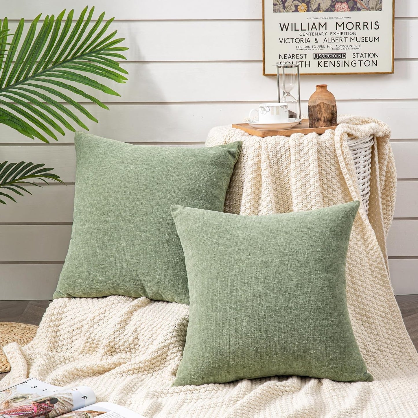 GAWAMAY Lumbar Support Pillow Decorative Rectangle Throw Pillow Covers 12"x20" Inch Set of 2, Soft Chenille Fall Pillowcase for Living Room Bedroom Sofa Couch Cushion Cover Grey 30x50cm (No Insert)