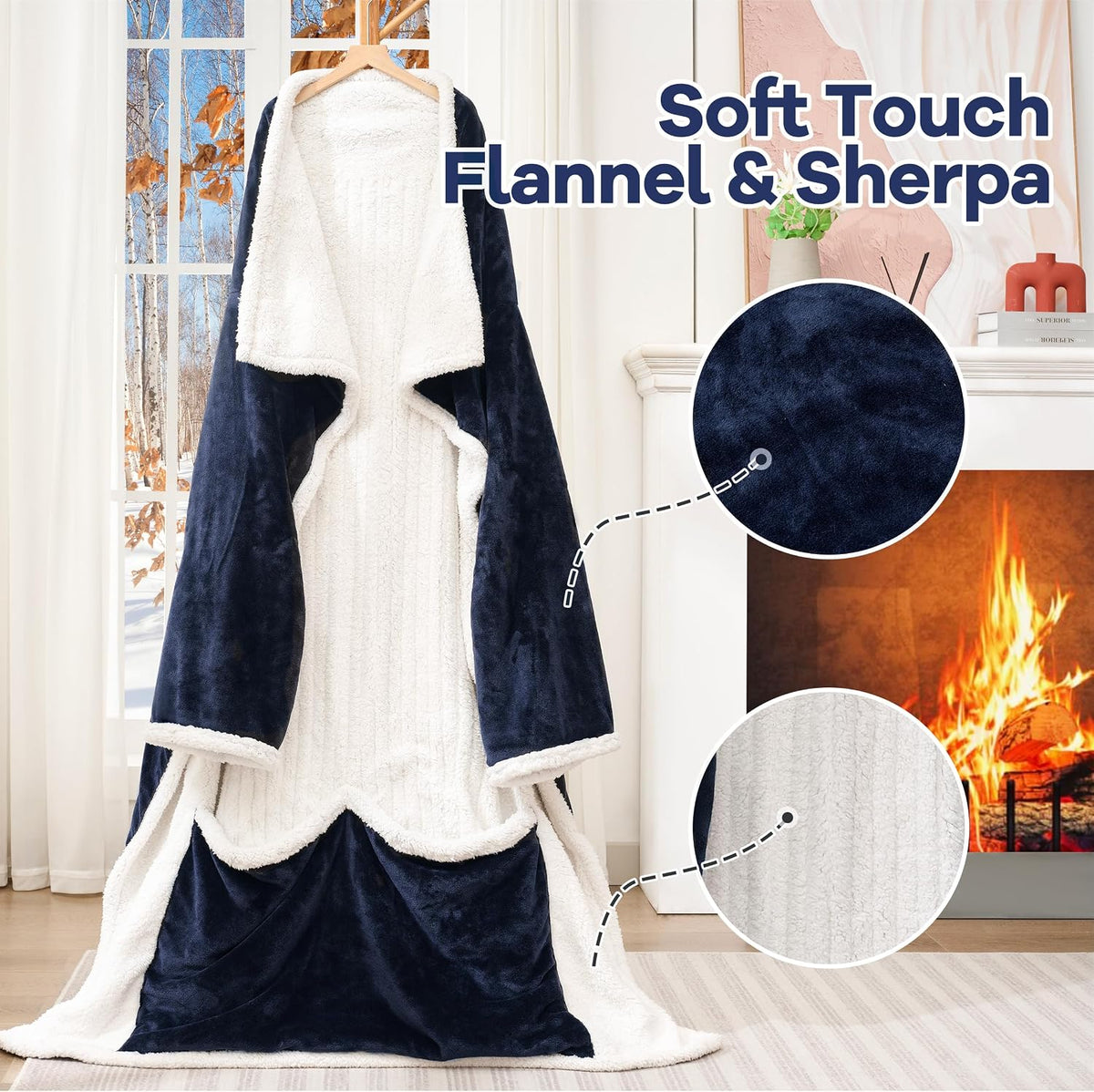 MAXEVE Heated Wearable Blanket with Foot Pocket & Sleeves Electric Snuggle