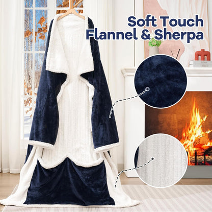 MAXEVE Heated Wearable Blanket with Foot Pocket & Sleeves Electric Snuggle