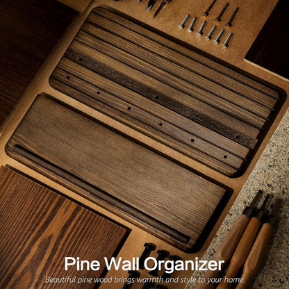 Rebee Vision Pine Wood Key Holder Wall Mount with Shelf for Entryway, Brown | 6 Key Hooks, Round Corner, Smooth&Hand-Friendly, Clear Wood Texture, Space-Saving Design, Organize Mail & Letter