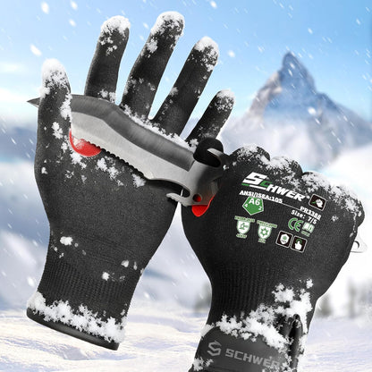 Schwer ProGuard High Level Cut Resistant Work Gloves for Extreme Protection, ANSI A9 Cut Gloves with Reinforced Thumb, Non Slip, Breathable, Durable, Touch-screen, Black 1 Pair（L 3326