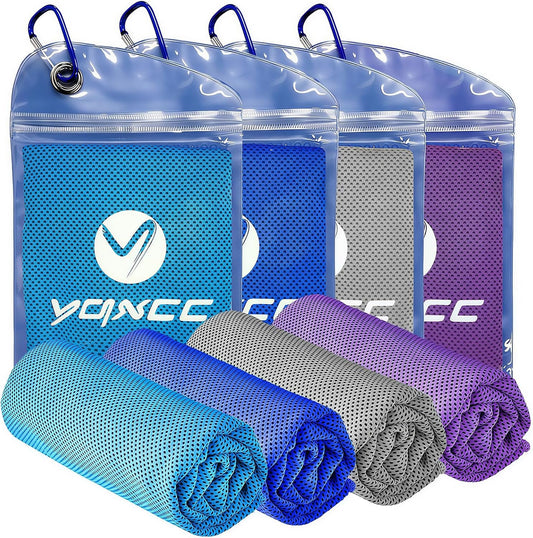 YQXCC 4 Pack Cooling Towels (40"x12"), Ice Cool for Neck & Face