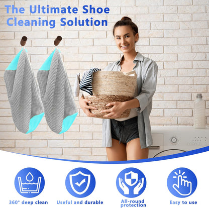 Reusable Shoe Washing Bag, 2-Pack Chenille Laundry Bag for Washer & Dryer. | Soft chenille fibers help deep clean sneakers while the hidden zipper keeps shoes secure and helps protect your washer.