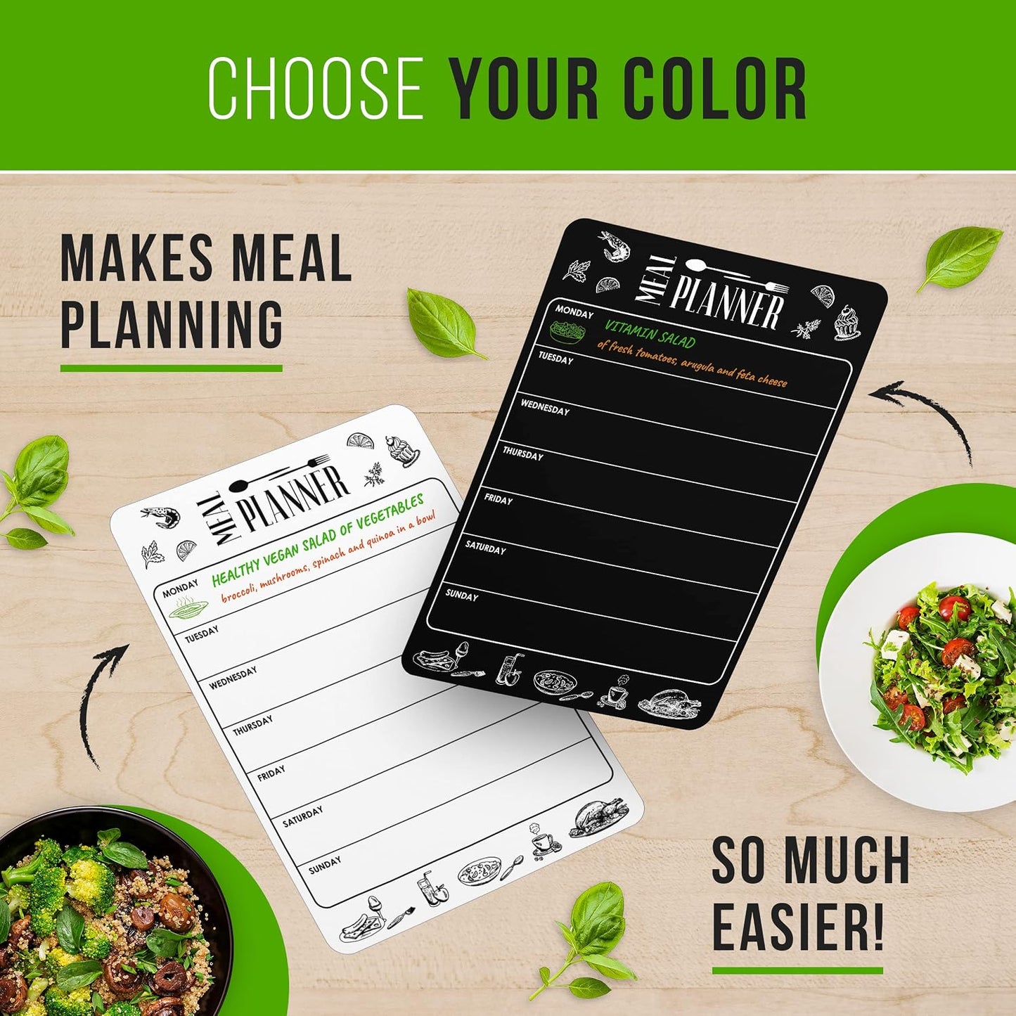 Dry Erase Menu Board for Fridge A4-8.5 x 12 in Weekly Meal Planner Dry Erase Board Magnetic Meal Planner for Refrigerator Dry Erase Dinner Menu Board for Kitchen Magnetic Dinner Menu for Fridge