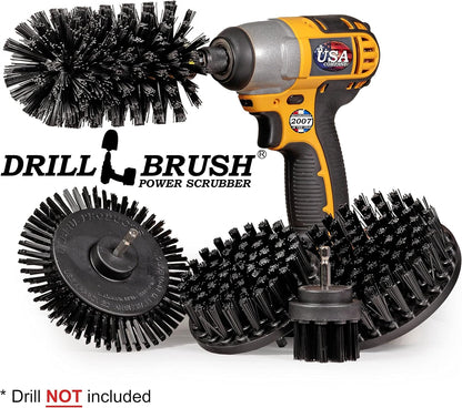 Grout Cleaner Kit - Bathroom Drill Brush Attachment Set - Shower Cleaner | Household Cleaning Supplies - Tub Scrubber - Toilet Brush - Spotless Tiles - Power Scrubbing Nylon Bristles