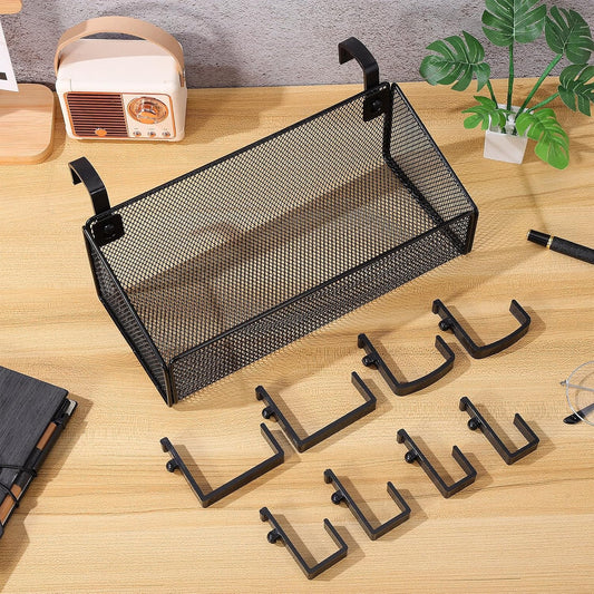 Balacoo Bedside Caddy Shelf, Hanging Metal Beside Storage Basket Organizer | 5 Pairs Sized Hooks for Bunk Bed, Office Cubical Walls, College Dorm Organizer - for Phone, Glass, Remote Control, Decor