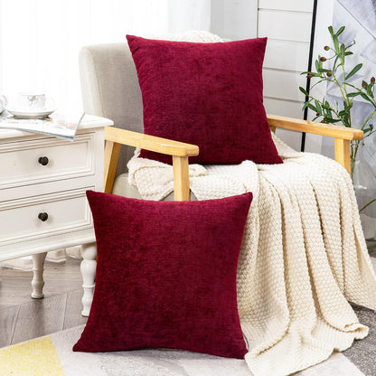 GAWAMAY Lumbar Support Pillow Decorative Rectangle Throw Pillow Covers 12"x20" Inch Set of 2, Soft Chenille Fall Pillowcase for Living Room Bedroom Sofa Couch Cushion Cover Grey 30x50cm (No Insert)