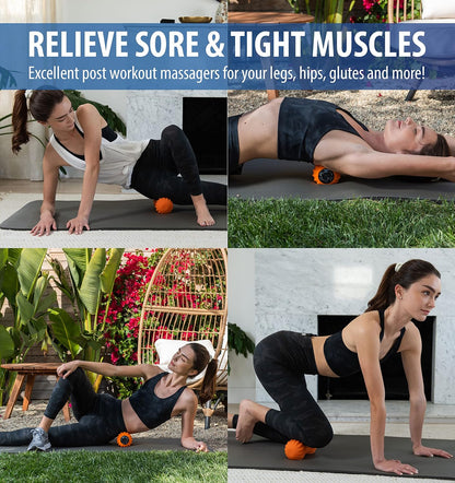 Zyllion ZMA-30 Vibrating Peanut Massage Ball Roller for Pain Relief, Orange
