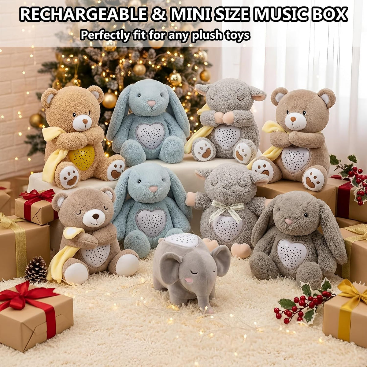 BEREST A13 White Noise Machine & Baby Sleep Soother with 15 Soothing Sounds & Projector Night Light Music Box, Cry Sensor, Rechargeable, Portable for Newborns, Toddlers, Attaches to Crib