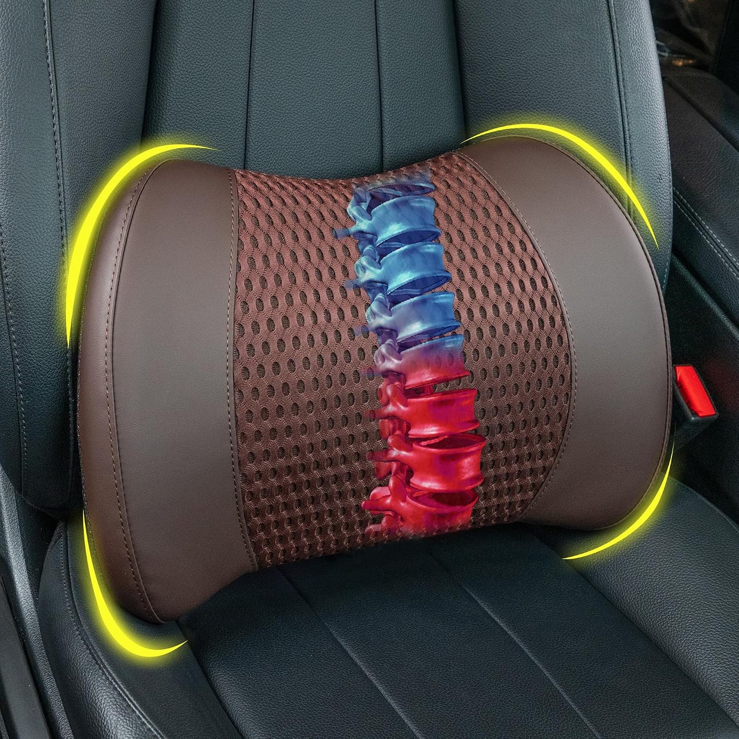 Lofty Aim Lumbar Support Pillow for Car, Car Seat Back Support for Driving | Memory Foam Car Lumbar Support for Driving Seat, Car Back Cushion, Adjustable Straps, Lower Back Pillow, Office Chairs, Black