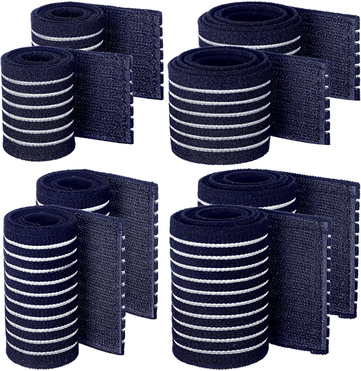 Geiserailie Ice Pack Strap Stretchable, 4 Size Elastic Reusable Ice Belt Extender, Adjustable Hook and Loop Extension Straps Add Length to Most Hot Cold Therapy (Blue)
