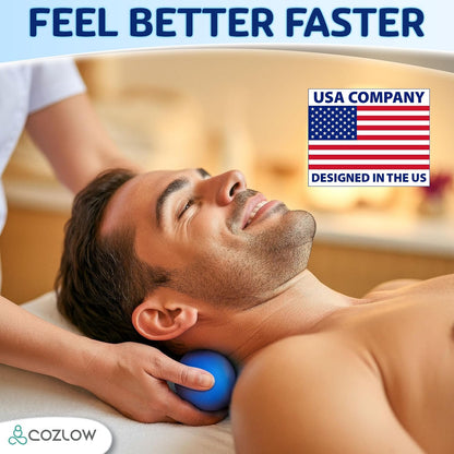 COZLOW Peanut Massage Ball - Deep Tissue Therapy, Pain Relief - Cobalt Blue | Cozlow 5" double lacrosse silicone massage ball, trigger point roller for mobility, acupressure tool for myofascial release