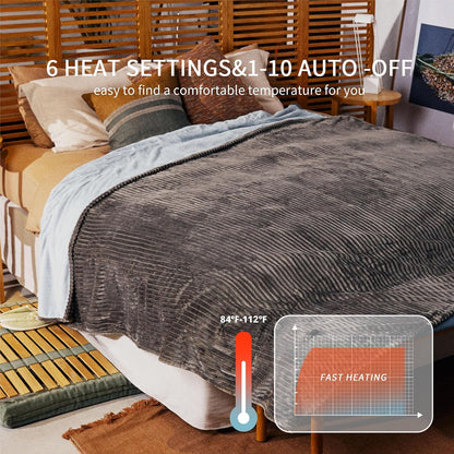 Heated Blanket 50x60”, 3 Hours Auto-Off Electric Blanket, Grey