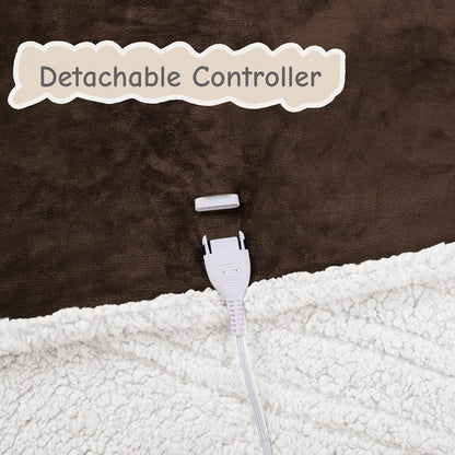 Soypipo Electric Heated Throw Blanket 50"x60", Faux Fur Plush with 4 Heat Settings & 2/4/8/10H Auto Shut-Off, Overheat Protection, Machine Washable, for Office & Chair, Dark Grey