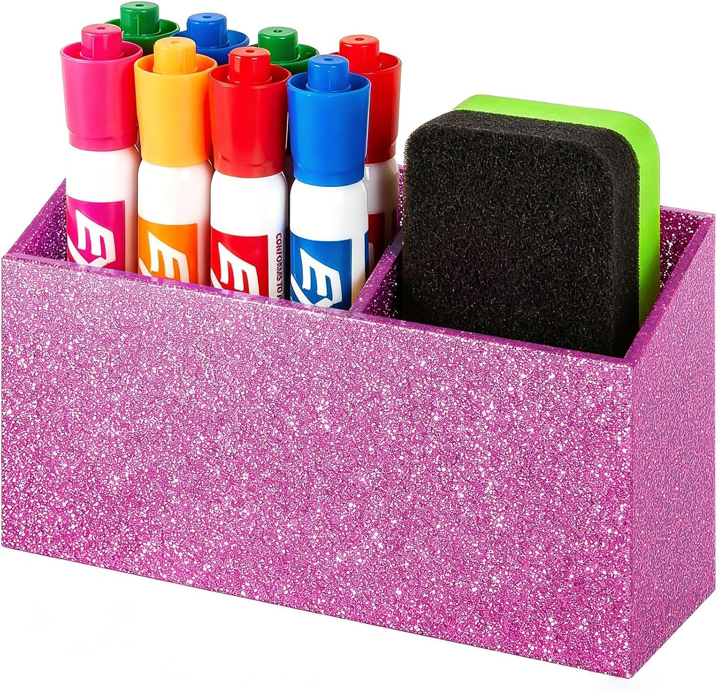 BEYGORM Magnetic Dry Erase Marker Holder for Whiteboard & Refrigerator | Non-slip Acrylic Pen Holder for Classroom, Fridge Magnet, Locker Organizer Accessories, Teacher & School Supplies(Black)