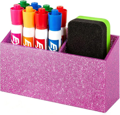 BEYGORM Magnetic Dry Erase Marker Holder for Whiteboard & Refrigerator | Non-slip Acrylic Pen Holder for Classroom, Fridge Magnet, Locker Organizer Accessories, Teacher & School Supplies(Black)
