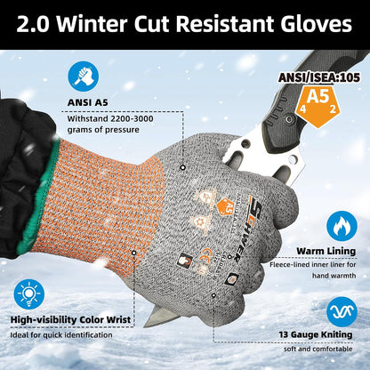Schwer 12 Pairs A5 Cut Resistant Gloves, Non PFAS & Fiberglass，CR3088, L | Non PFAS Fiberglass, PU Coating, Strong Grip, Abrasion Resistant, for Glass Cutting, Warehouse Handling, Gardening Work