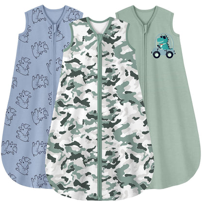 Yoofoss Baby Sleep Sack 0-6 Months Wearable Blanket for Babies 100% Organic Cotton 2-Way Zipper TOG 0.5 Toddler Sleeping Sack 3 Pack, Sleep Sacks