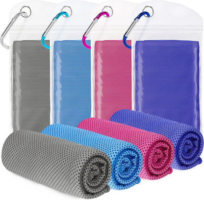 4 Pack Cooling Towels for Neck and Face(40"x12"), Cooling Neck Wraps, Ice Towel for Hot Weather, Soft Breathable Gym Towel, Cool Towel for Workout, Camping, Yoga, Sport, Running