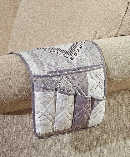 Brilliant Sunshine Burgundy Toile Floral Couch Armrest Cover, 35"×13" | Washable Magazine Holder, Armrest Organizer & Caddy on Sofa, Recliner, Armchair, Storage for Remote Controls, Phone, iPad