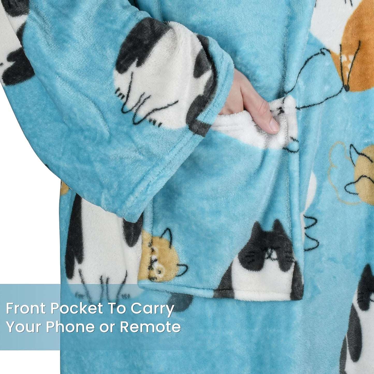 Catalonia Wearable Blanket with Sleeves & Foot Pocket for Adults | Soft Fleece Throw Wrap with Hands-Free Comfort, Perfect for Reading, TV Time & Relaxing, Christmas Gift for Women & Men