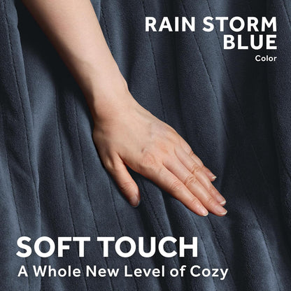 Sunbeam Royal Posh Dove Grey Heated Personal Throw / Blanket, Cozy-Warm, Adjustable Heat Settings