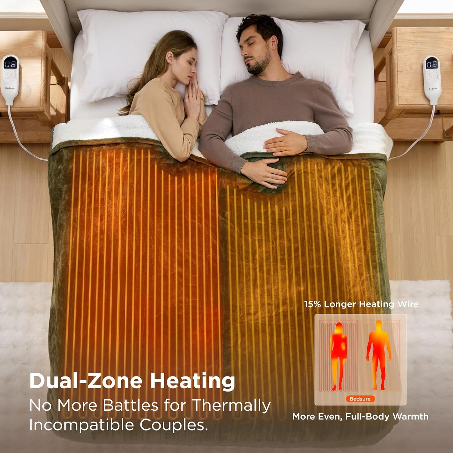 Bedsure Heated Blanket Throw Blanket with Preheat Function - Fast Heating Electric Blanket, Soft Flannel Throw with 6 Time Settings(Up to 10H), 6 Heating Settings, Gifts for Grandma (50"x60", Grey)
