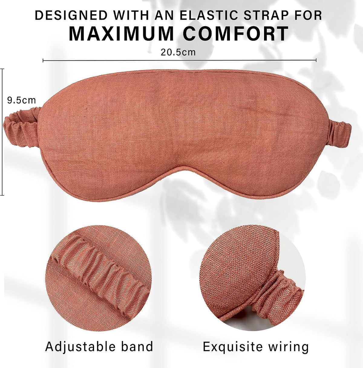 Eye mask Pure Linen Sleep Mask with Elastic Band, No Pressure On Eyes,Side Sleeper Eye Cover Organic Cotton Core Blindfold,Napping & Yoga Travel Essentials (Natural)