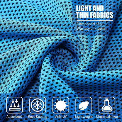 BBTO Cooling Towel Microfiber Ice Cool Cold Sport Face and Neck Soft Breathable Chilly Sweat Towel for Yoga Gym Workout Hot Weather Camping Running, 32 x 12 Inches