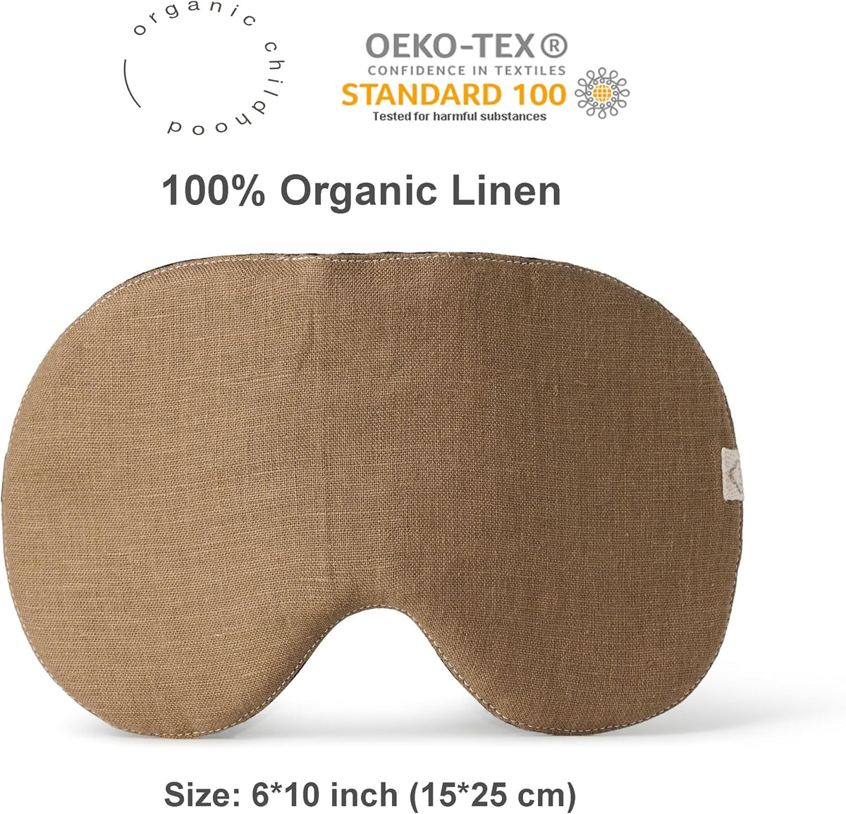 2-Pack Linen Eye Sleep Mask, Organic Blackout, Oversize Shape Cover