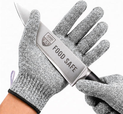 Safe & Savvy Cut Resistant Gloves Food Grade, ANSI A5 Kitchen Safety Gloves for Meat Cutting, Mandoline Slicer, Oyster Shucking, Wood Carving, Fish Fillet & Butcher, Grey (Medium)