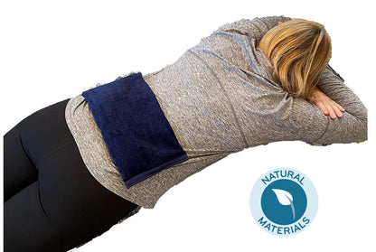 Microwavable Heating Pad, Rice Filled, Plush Cotton Cover, Natural, No Scents Added, Handcrafted in the USA, Back, Neck Pain, Arthritis, Cramps (Navy Blue)