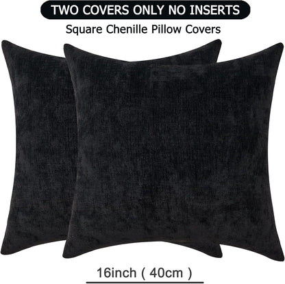 GAWAMAY Lumbar Support Pillow Decorative Rectangle Throw Pillow Covers 12"x20" Inch Set of 2, Soft Chenille Fall Pillowcase for Living Room Bedroom Sofa Couch Cushion Cover Grey 30x50cm (No Insert)