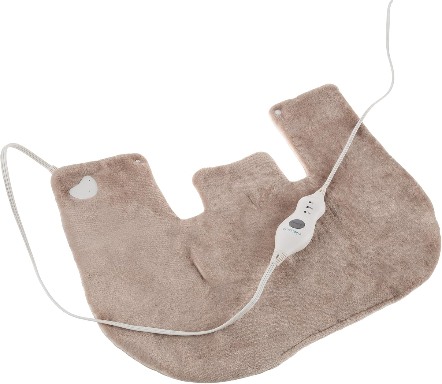 Electric Neck and Shoulder Warmer - Heating Pad with 3 Settings, Auto Shut-Off, Front Clasp, and Long Detachable Cord by Bluestone (Tan)