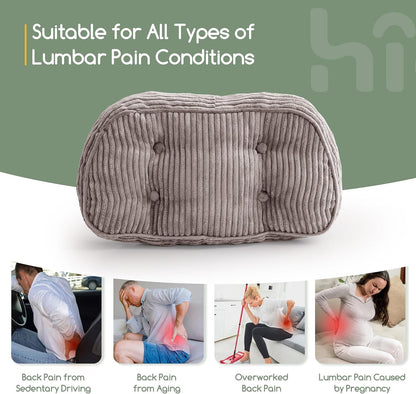 HIGOGOGO Lumbar Support Pillow for Recliner Chair/Accent Chair/Couch/Office Chair, Tufted Corduroy Back Support Cushion for Elderly, Recliner Cushions for Back Rest, Pain Relief, Reading, Dark Grey