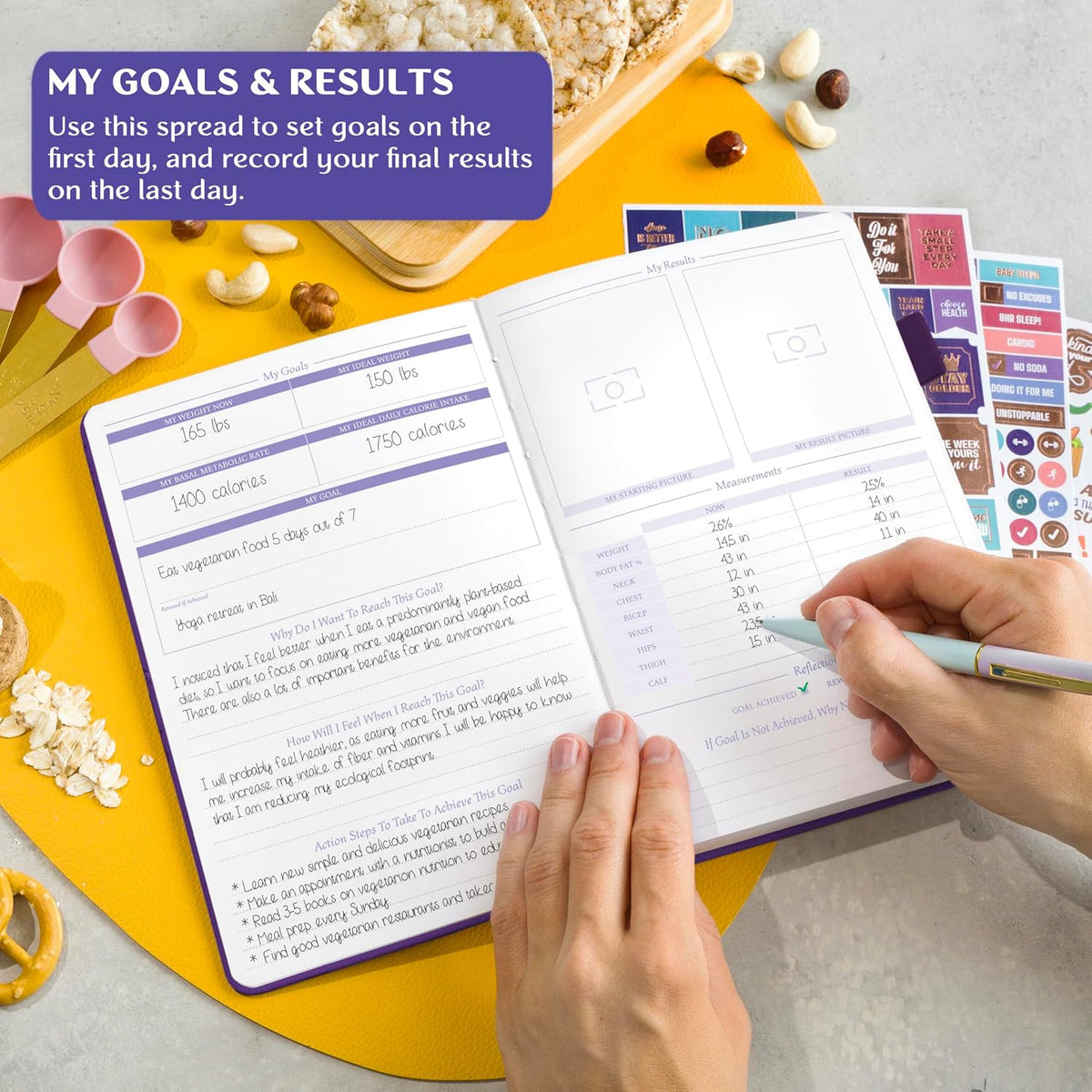 Legend Food Journal, Weight Loss & Meal Tracking Diary 5.8x8.3 Hot Pink