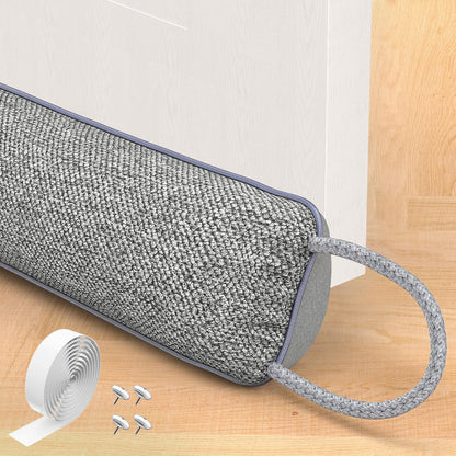 Door Draft Stopper, Heavy Duty Under Door Draft Blocker, Grey | 36’’ Weighted Door Seal, Gap Filler, Door Bottom, For Noise Light Cold Air, with Adhesive Strips, Bedroom Office Kitchen Home