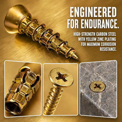 6×14mm Short Expansion Screw Set,Door Hinge Repair Screw and Expansion Anchor (100)