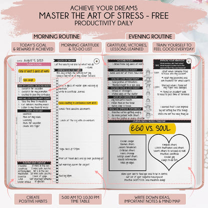 Freedom Mastery Daily Journal of Gratitude, Productivity & Habit Tracker | Undated 90-Day Planner with Daily Reflection, Mindfulness, Positivity, Vision Board & Stickers, Gratitude Journal for Women
